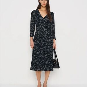Reformation Maureen polka dot long sleeve midi dress